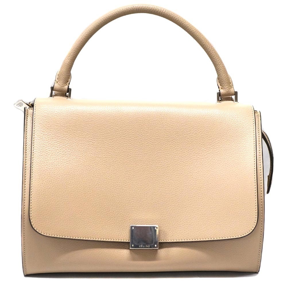 CELINE Trapeze Handbag Beige Leather Shoulder Bag
